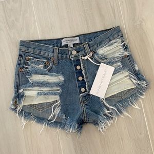 Runwaydreamz Distressed Cut-Off Denim Shorts